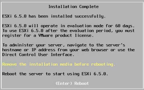 پایان نصب ESXi 6.7