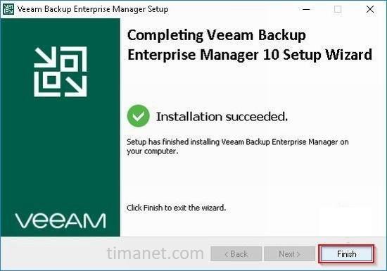 پایان نصب Veeam Backup