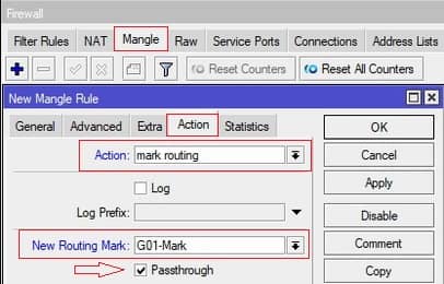 تنظیمات mangle action