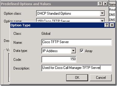 تنظیمات option 150 در dhcp سرور ویندوز