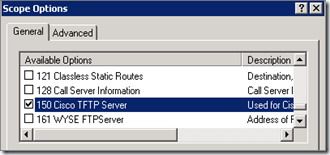 اکنون در DHCP Server به قسمت IPv4 > scope... > scope options می رویم و تیک آپشنی که ساخته ایم را می زنیم.